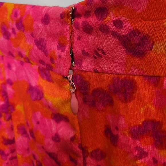 VINTAGE 70s handmade neon floral Hawaiian pleated‎ maxi skirt M - Picture 6 of 12